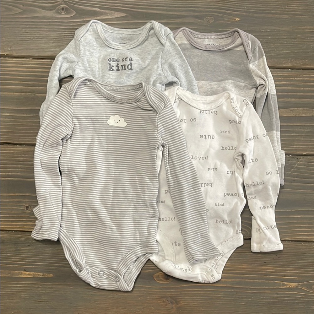 Gray Newborn Long Sleeve Onesie Set